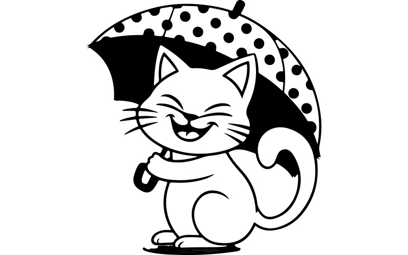 Söt katt och ambrella dag vektorkonst