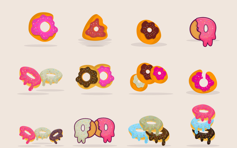 Donut Illustratie Vector Cartoon Stijl Voedsel DesignV1