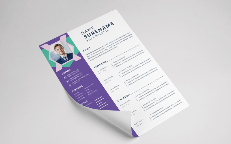Elegantní životopis šablona CV kreativní stylové rozložení