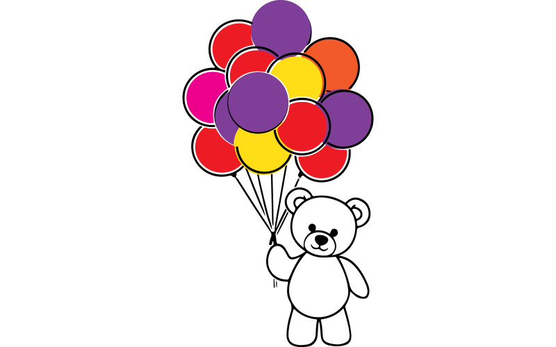 En nalle med så många ballonger