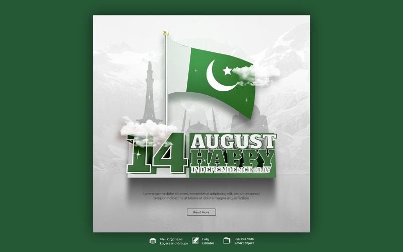 Happy Independence Day Pakistan Social Media  Post Template