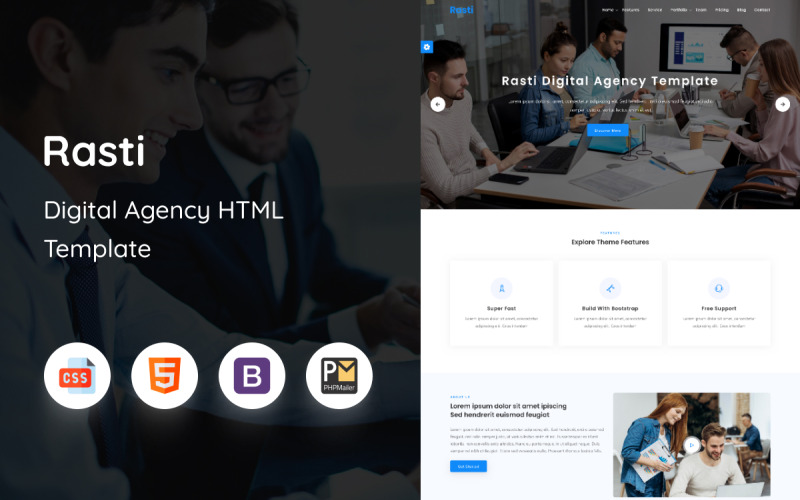 Rasti - HTML-шаблон цифрового агентства