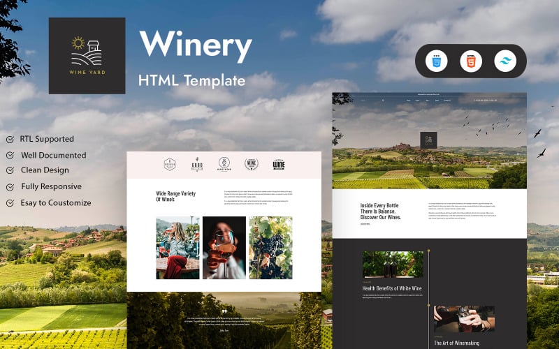 WineYard - Vin et cave | Modèle CSS de vent arrière