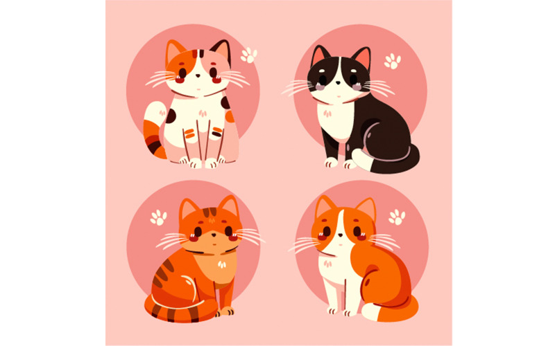 Ilustración de imágenes prediseñadas de elementos de gato