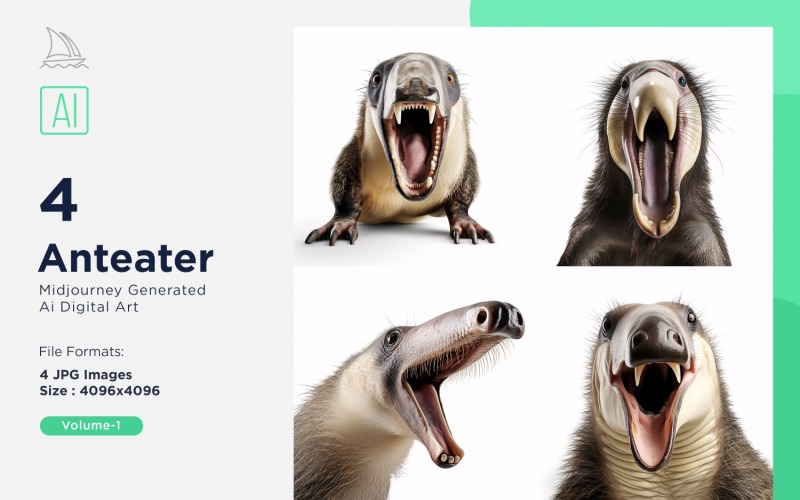 Ameisenbär, lustiger Tierkopf, der auf weißem Hintergrund guckt