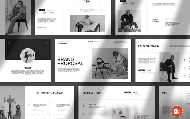 Apresentação Design de proposta de marca em PowerPoint