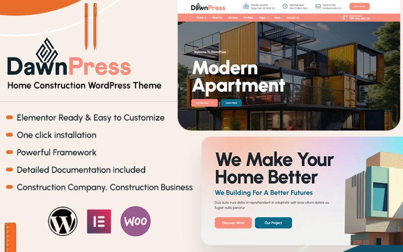DawnPress — тема WordPress для домашнего строительства