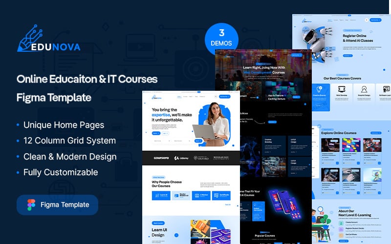 EduNova - Edukacja online i kursy IT Figma Template