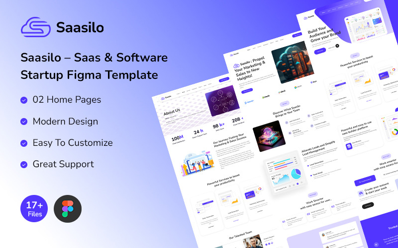 Saasilo – шаблон Saas & Software Startup Figma