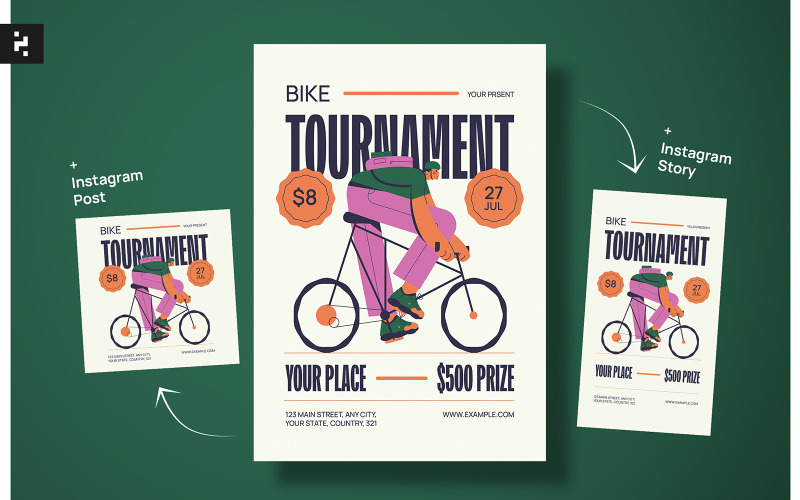 Sjabloon voor folder voor fietsevenement