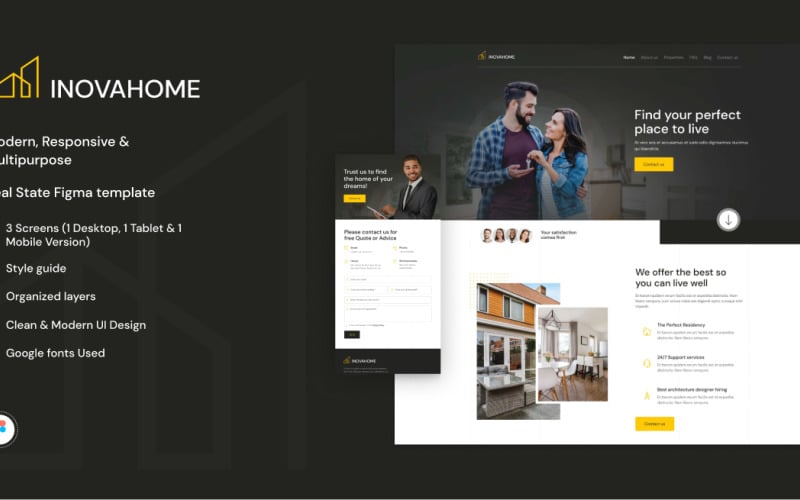 InovaHome - Plantilla Figma de Bienes Raíces y Construcción