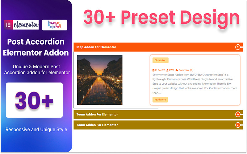 Публікація блогу Accordion Плагін WordPress для Elementor