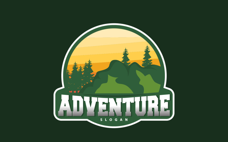 Bergnatuurlandschap Logo minimalistisch ontwerpsjabloonV8