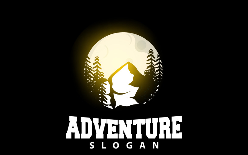 Modello di design minimalista con logo di paesaggio naturale di montagnaV15