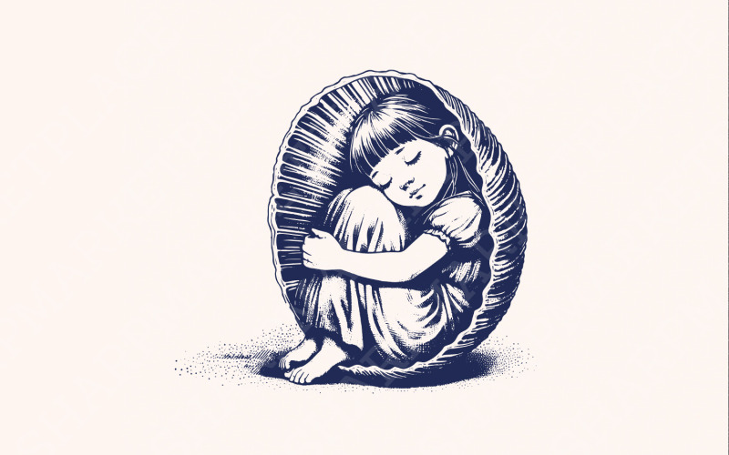 Sleepy Child Png, Cocoon Png, Peaceful Sleep Design, Cute Child Art, Relaxing Digital Design