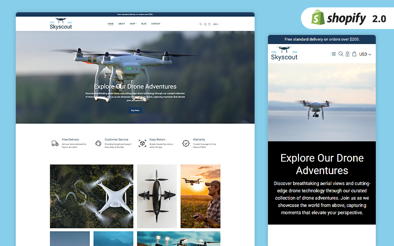 SkyScout - Tema Shopify per negozi di droni di nuova generazione