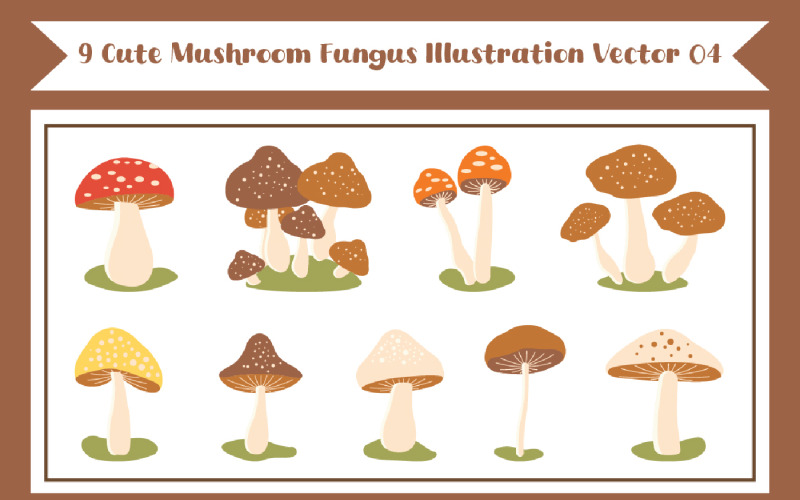 9 Leuke Paddestoel Schimmel Illustratie Vector 04