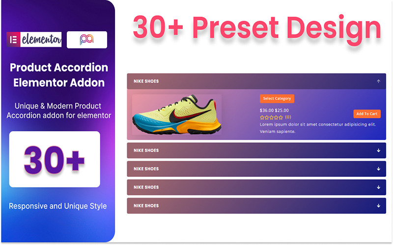 Wtyczka WordPress do akordeonu produktu WooCommerce dla Elementora
