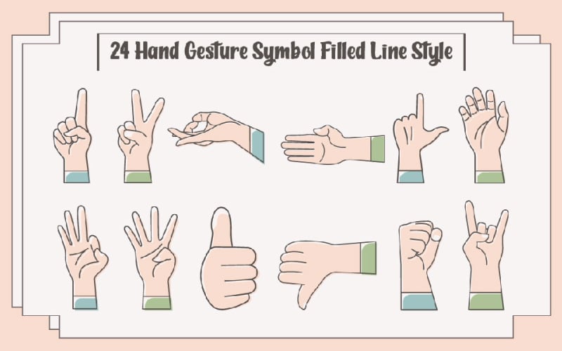 24 Styl čáry vyplněný symbolem gesta ruky