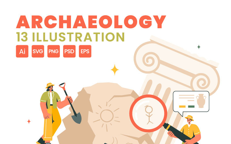 13 Archeologie Vektorové Ilustrace
