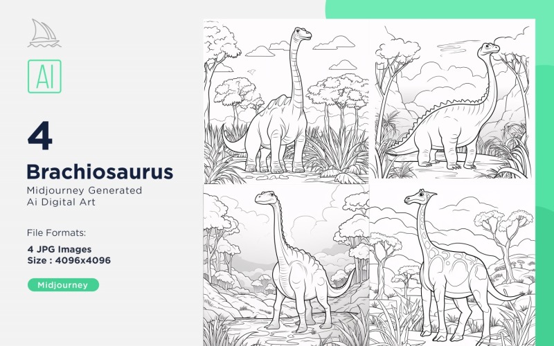 Brachiosaurus Dinosaur Coloring Pages Set