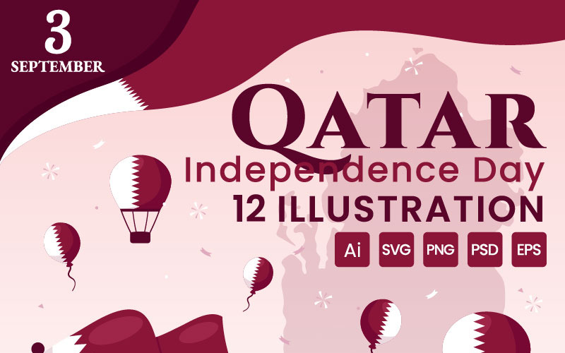 12 Qatars självständighetsdag vektorillustration