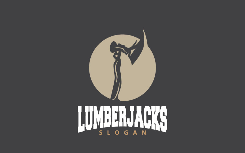 Silhueta de ferramenta de corte de madeira com logotipo de machado LumberjackV20
