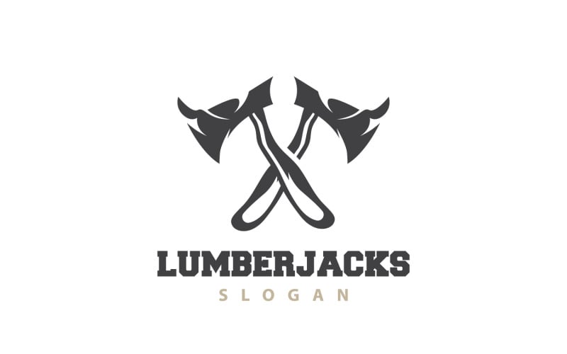 Silhueta de ferramenta de corte de madeira com logotipo de machado LumberjackV6