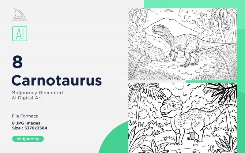 Conjunto de páginas para colorear de dinosaurios carnotaurus