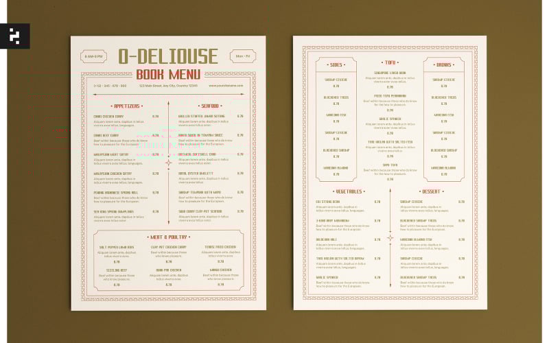Modèle de menu de bistro simple