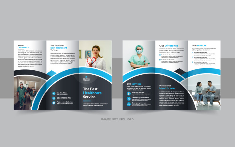 Conception d'une brochure à trois volets sur les soins de santé ou la médecine ou d'une brochure d'affaires à trois volets