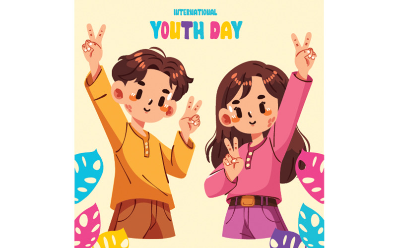 Dibujado A Mano Ilustración Del Día Internacional De La Juventud