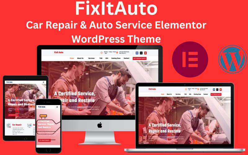 FixItAuto — БЕСПЛАТНАЯ тема WordPress для Elementor по ремонту автомобилей и автосервису