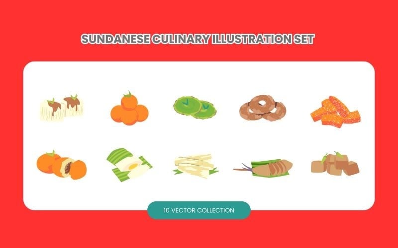 Ensemble d'illustrations culinaires sundanaises