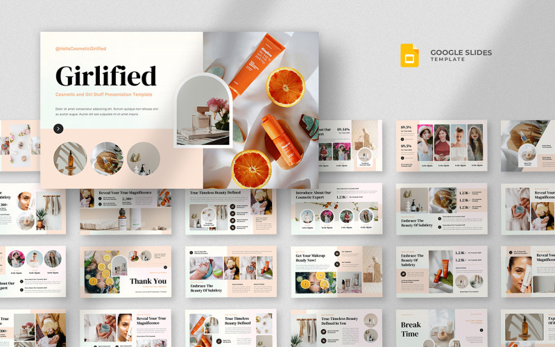 Girlified — szablon slajdów Google Beauty Cosmetics