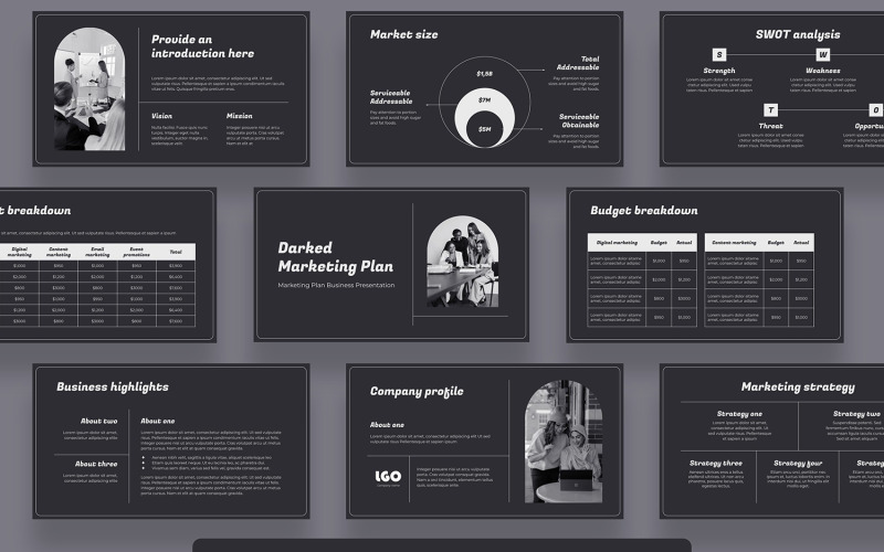 Verduisterd marketingplan PowerPoint