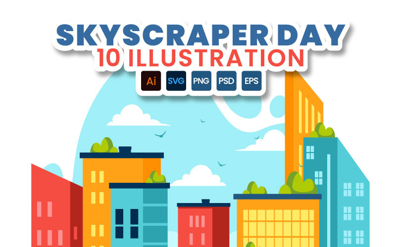 10 skyskrapa dag Illustration