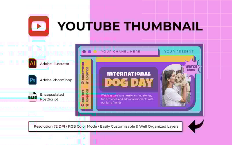 International Dog Day YouTube Thumbnail Template