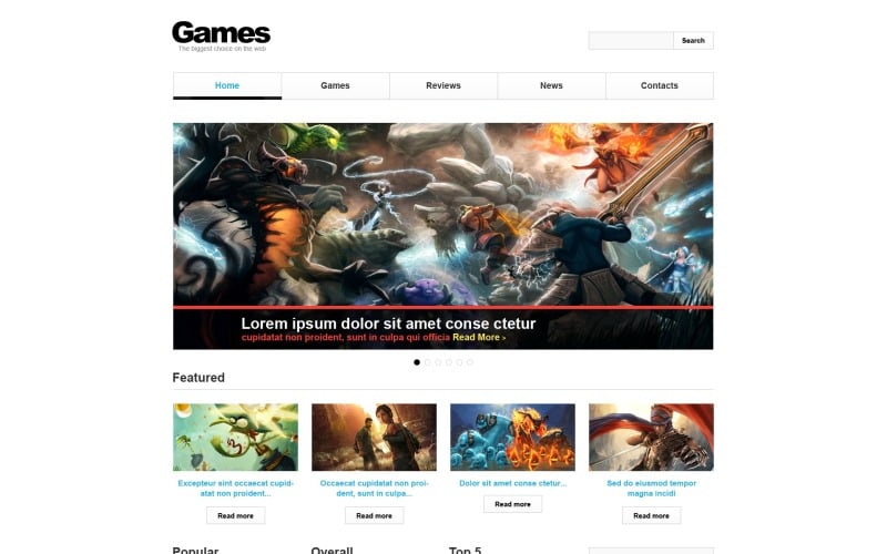 Games Responsive Website Template