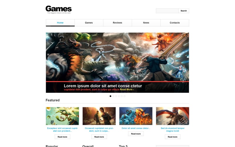 Spel Responsive webbplats mall