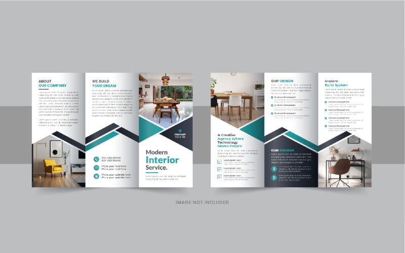 Folleto tríptico interior, diseño de plantilla de diseño de folleto tríptico inmobiliario o de muebles