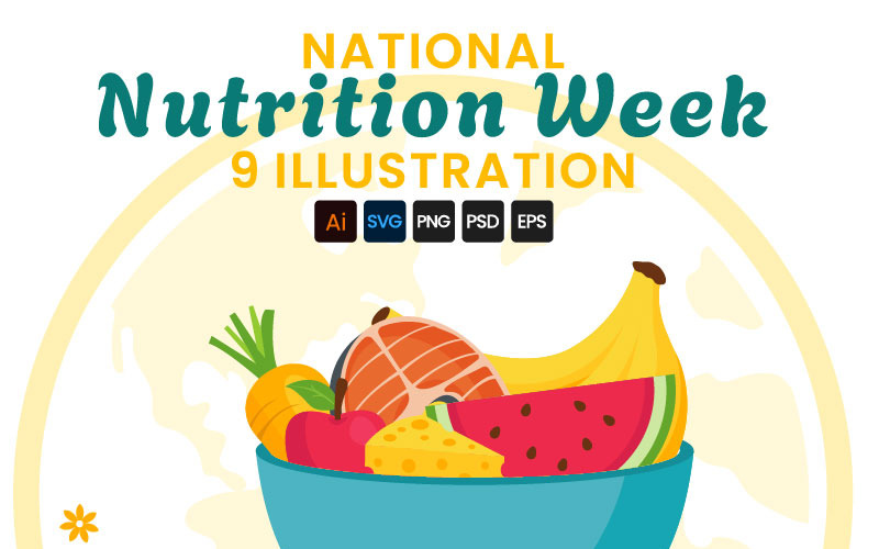 9 Illustrazione del giorno della settimana nazionale della nutrizione