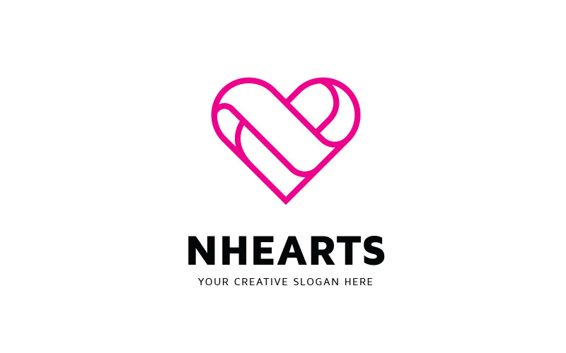 Modèle de conception de logo N coeur