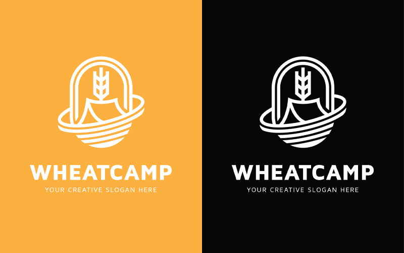 Modello di progettazione del logo del campeggio di grano