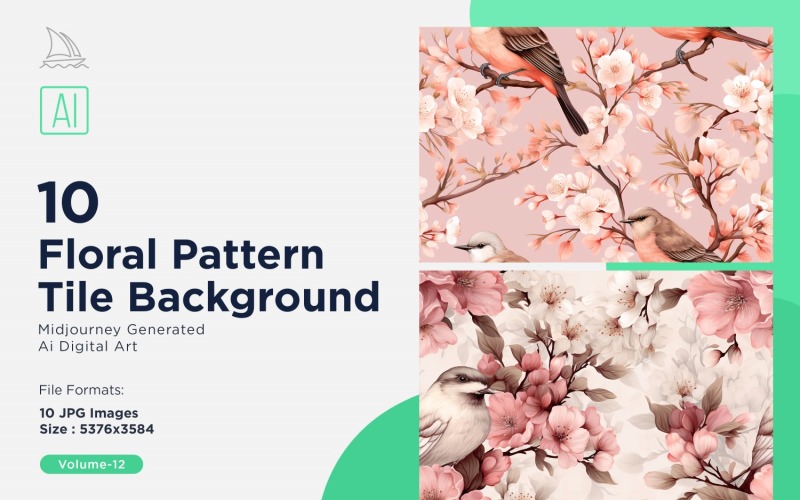 Fundo de azulejo com padrão floral 10 conjunto V-12