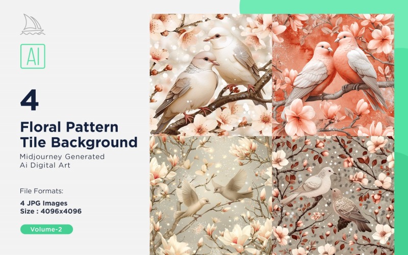 Fundo de azulejo com padrão floral 4 conjunto V-01