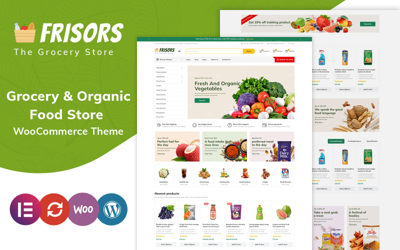 Frisors - Tema WooCommerce per Elementor per negozi di alimentari e alimenti biologici