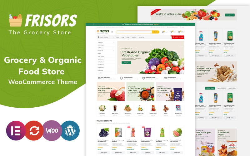Frisors - 杂货和有机食品商店 Elementor WooCommerce 主题
