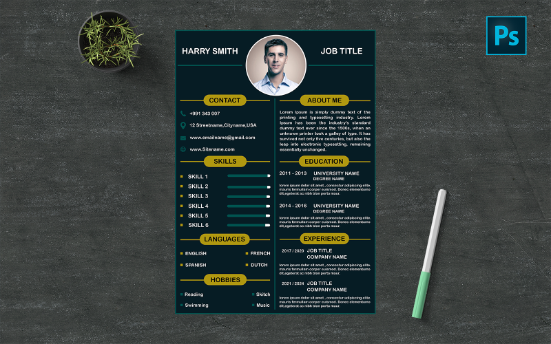 adobe photoshop resume template free download