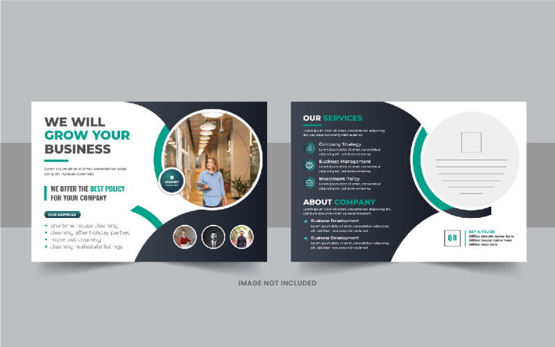Briefkaart ontwerpsjabloon of moderne zakelijke eddm briefkaart lay-out